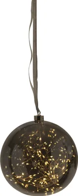 Produktbild von 'Glow' Glaskugel, Rauchglas, 80 LED, 20cm Ø, Batt.