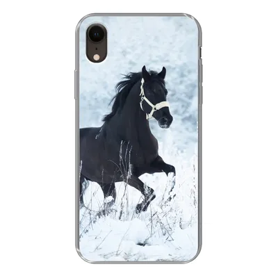 Produktbild von MuchoWow® Handyhülle Schutzhülle Hülle für iPhone XR Pferd - Schnee - Winter Silikon Softcase Handy Hülle - Schutzdeckel