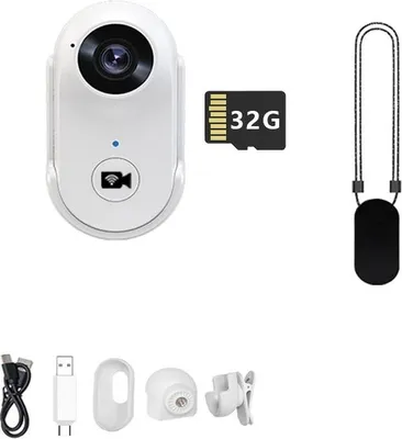 Obrázek produktu pro INF Bílá A100+ Akční Kamera s Magnetickým Držákem a 32G Kartou - Kapesní 1080p HD