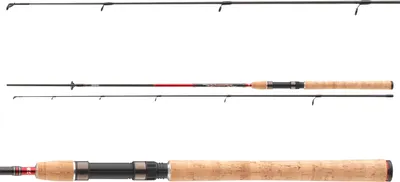 Three views of a fishing rod against a white background.