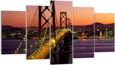 Produktbild von Bild auf Leinwand - Leinwandbild - Brücke Fluss Landschaft - 160x85cm - Wand Bild - Wanddeko - Leinwanddruck - Bilder - Kunstdruck - Wanddekoration - Leinwand bilder - Wandkunst - EA160x85-0120