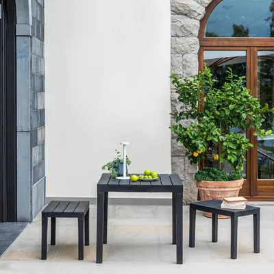 Produktbild von Garten Lounge Set Polypropylen Tisch 2 Bänke Progarden Papua - Anthrazit