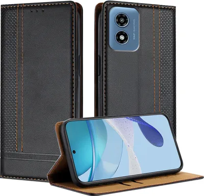 Produktbild von Handyhülle für Motorola Moto G Play 5G 2024 Leder Flip Klappbare Schutzhülle mit Standfunktion Schwarz
