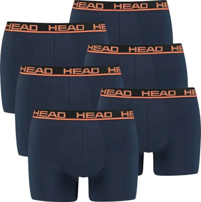 Produktbild von HEAD Herren Boxershort, 6er Pack - Basic, Baumwoll Stretch, einfarbig Dunkelblau/Orange 2XL