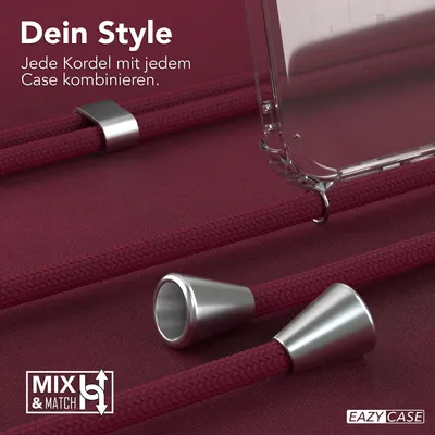 Produktbild von EAZY CASE Handykette kompatibel mit Xiaomi Mi 9 SE, Handyhülle mit Umhängeband, Handykordel, Schutzhülle Clear, Band in Rot
