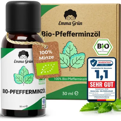 Produktbild von Emma Grün® Bio Pfefferminzöl 30ml – Ätherisches Öl für Diffuser & Sauna
