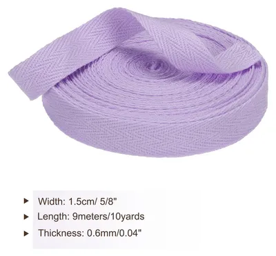 Produktbild von Baumwollband Baumwolle Gurtband 15mm x 9m, Schr?gband Baumwoll Nahtband K?perband Saumband Einfassband Stoffband Webband zum N?hen fš¹r DIY Basteln Stricken Verpackung, Helles Lila