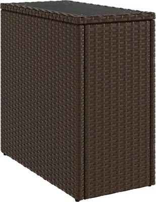 Produktbild von Garten-Beistelltisch mit Glasplatte Braun 58x27,5x55 cm Rattan