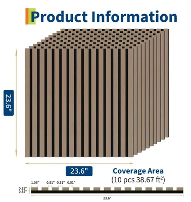 Zdjęcie produktu dla Panele akustyczne 3D z drewna – panele ścienne – zestaw 10 sztuk, grubość 9×9 mm, MDF, pochłaniające dźwięk, redukujące hałas, łatwy montaż