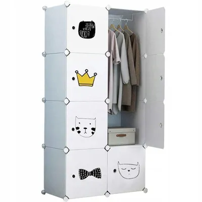 Image de Armoire Vestiaire blanc Etagère Porte-jouets Caisson enfant