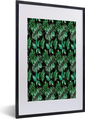 Produktbild von MuchoWow® MuchoWow® Gerahmtes Poster Vintage - Blätter - Farne 40x60 cm - Poster mit zchwarzem Bilderrahmen - Poster in Rahmen