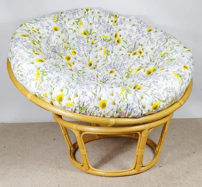 Produktbild von Rattan Papasan Sessel inkl. hochwertigen Polster, D 110 cm , Fb. Honig, Polster Living