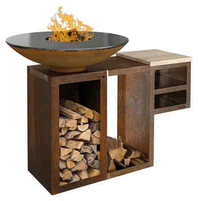 Produktbild von Plancha-Set PIO 100 Premium 1 - mit Holzlager und Ablage