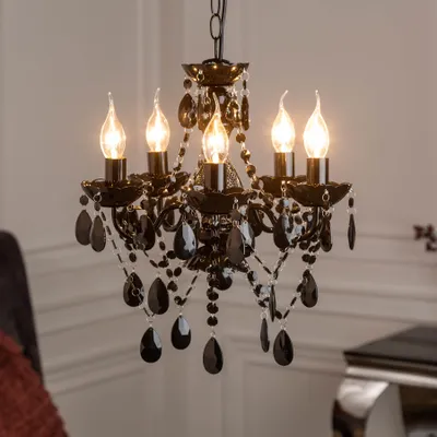 Obrázek produktu pro riess-ambiente Elegantní lustr DIAMONDS S 40cm černý akrylový 5-ramenný barokní design závěsné svítidlo svítidlo