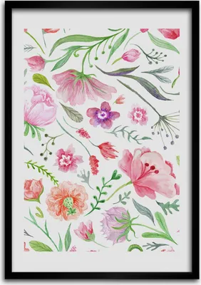 Produktbild von Bild - Bilderrahmen - 50 cm x 70 cm - MDF - Rahmen - Wandkunst Wildblumen