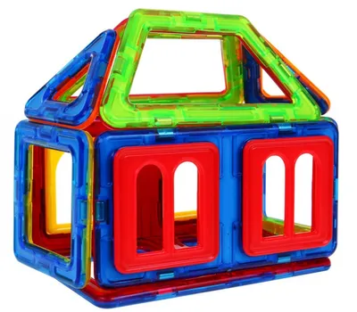 Produktbild von Mini-Set Magnetbausteine für Kinder 3+ Bunte Elemente 13-tlg. + Bauvorlage