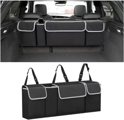 Obrázek produktu pro Organizér do auta na zadní sedadlo – 4 úložné kapsy – 90 × 8 × 25 cm – černý