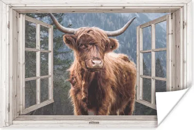 Produktbild von MuchoWow® Poster Scottish Highlander - Aussicht - Berg 60x40 cm - Schlafzimmerdekoration