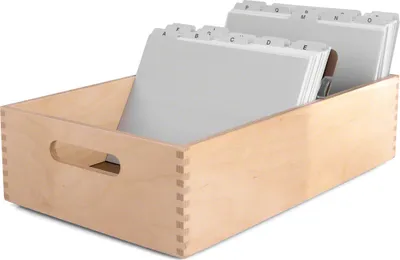 Produktbild von Karteitrog-Set Karteitrog aus Holz inkl. 200 Karteikarten und Register