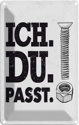 Produktbild von vianmo Blechschild 30x20 cm Ich Du Passt Schraube Mutter Spruch Zitat