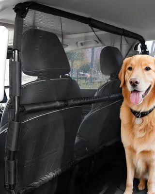 Image de Grille de protection pour chiens VEVOR pour voiture, grille de séparation de 1415 mm pour montage sur le siège avant, protection de sécurité pour animaux domestiques pour véhicules SUV-Camion, Noir