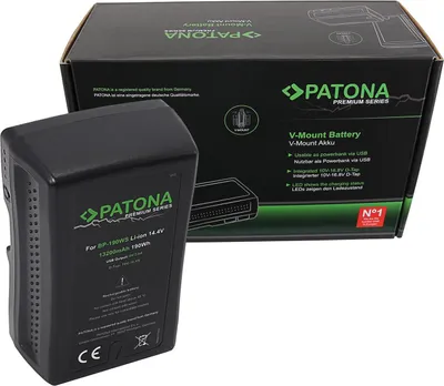 Produktbild von PATONA V-Mount Akku wie BP-190WS, 13200mAh, 14.4V, Sony, 13200 mAh, 14,4 V, Lithium-Ion (Li-Ion)