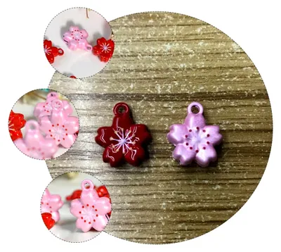 Produktbild von 5 Stück Haustierhalsband mit Kirschblüten-Glockenanhänger Kleine Rosa Metallglocke 13x16mm Zubehör für Katzen und Kleine Hunde