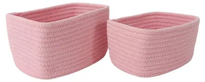 Produktbild von Aufbewahrungskorb aus Baumwollseil, handgewebt, Größe S, rosa, für die Wohnung