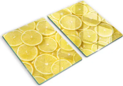 Produktbild von Glasschneideplatte - Herdabdeckplatte - 2x40x52 cm -Schneidebrett - Spritzschutz - Zitronenfrucht