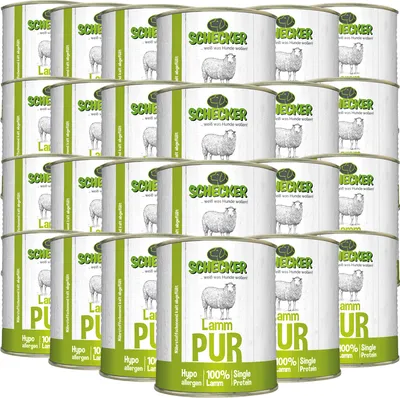 Produktbild von 24 x 820 g - Schecker Nassfutter - 100% Lamm pur - getreidefrei - hypoallergen - fettarm