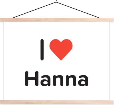 Produktbild von MuchoWow® Textilposter Ich liebe - Hanna - Mädchen 60x45 cm mit holzfarbenen Rahmen - Bild