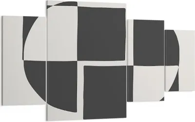 Produktbild von Bild auf Leinwand - Leinwandbild - 4 Teile - Abstraktion Kontrast Figuren - 160x90cm - Wand Bild - Wanddeko - Wandbilder - Leinwanddruck - Bilder - Wanddekoration - Leinwand bilder - DL160x90-4495