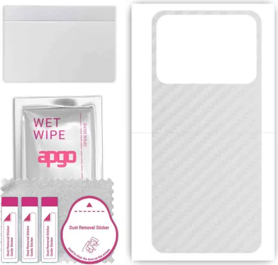Produktbild von apgo Rückseite Schutzfolie, Skin, kompatibel mit Poco M4 5G India, Hinten Displayschutzfolie aus Vinylfolie, kratzfest, einfache Montage - Transparenter Kohlenstoff
