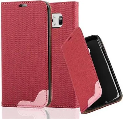 Produktbild von Cadorabo Hülle für Samsung Galaxy S6 EDGE Schutzhülle in Rot Cover Handyhülle Tasche Case Etui Standfunktion