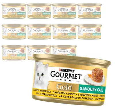 Zdjęcie produktu dla Purina Gourmet Gold z Kurczakiem i Marchewką 12x85g Mokra Karma Dla Kota Savoury Cake