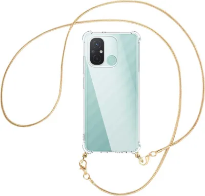 Produktbild von Handykette Backcover-Schutzhülle mit Band (Metall goldfarben) für Xiaomi Redmi 12C (6.71'') - goldfarbene Snake-Kette