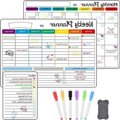 Produktbild von Magnetischer Monatskalender für den Kühlschrank, Familienplaner im Format A3, täglicher Essensplaner und To-Do-Liste mit wasserabweisenden Markern
