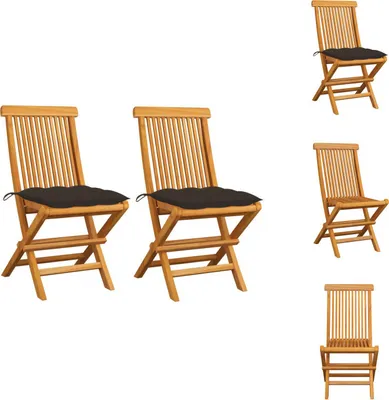 Immagine prodotto di vidaXL Sedie da giardino con cuscini taupe 2 pz. In legno massiccio di teak - sedie da giardino