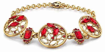 Immagine prodotto di Bracciale Blossom, gioiello con cristalli e strass, color oro, nero, rosso, bianco, blu, modello "statement" – rosso