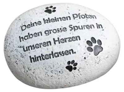 Produktbild von Gedenkstein für Haustiere mit Spruch Deine kleinen Pfoten, ca. 9,5 x 7,5 cm – wetterfester Trauerstein für das Tiergrab