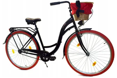 Zdjęcie produktu dla Rower Dallas City 28" 1spd - czarny z czerwonym + wiklina + pokrowiec