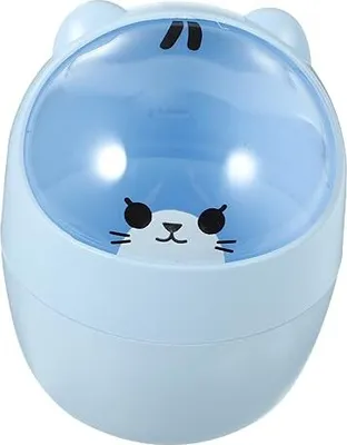 Produktbild von Desktop Mülleimer Cartoon Mini Abfallpapier Office Dekoration kreativer Mülleimer Dose Tischküche Haus auf Bett Plastik Himmelblau