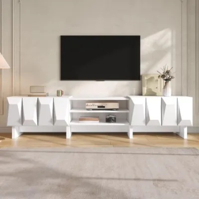 Produktbild von TV-Schrank, TV Lowboard Fernsehschrank TV Board 4 Türen offene Fächer Kabeldurchlass Wohnzimmer