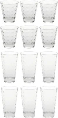 Produktbild von LEONARDO 035245 Optic Longdrinkbecher + Whiskybecher, 300 ml & 250 ml, Glas, klar, 12-teilig (1 Set)