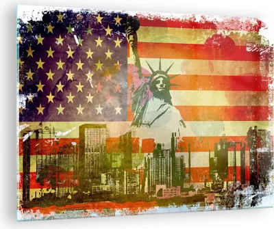 Produktbild von Bilder auf glas - Symbol USA Freiheit - 70x50cm - Glasbilder - Wandbilder - Kunstdruck - zum Aufhängen bereit - Wanddekoration aus Glas - Glas Bilder - Wandbild auf Glas - Einteilig - GAA70x50-2543