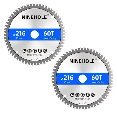 Immagine prodotto di 2 dischi da sega circolare da 216 mm, con 60 denti, per legno, plastica e laminato