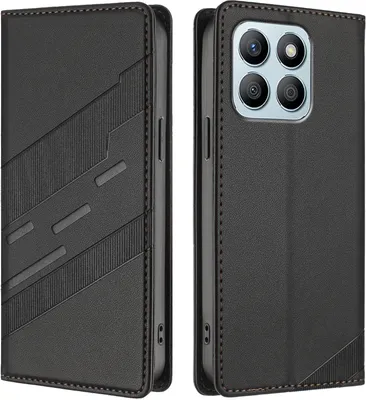 Immagine prodotto di Custodia per Honor X8B, custodia a portafoglio in Finto cuoio con slot per carte e funzione stand Schwarz