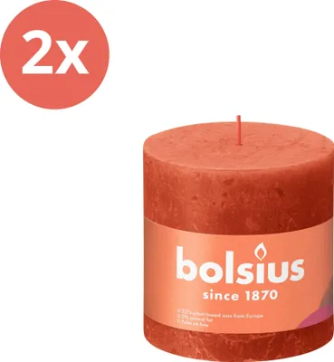 Zdjęcie produktu dla Bolsius - Rustykalna świeca filarowa - 100/100 - 1 sztuka w opakowaniu - Ziemisty pomarańcz - Opakowanie wartościowe - 2 sztuki