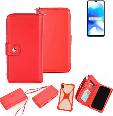 Produktbild von K-S-Trade 2in1 Schutzhülle Portemonnee Handyhülle mit Bumper kompatibel mit Blackview A80s Hülle Case Etui Geldbörse Smartphone rot (1x)
