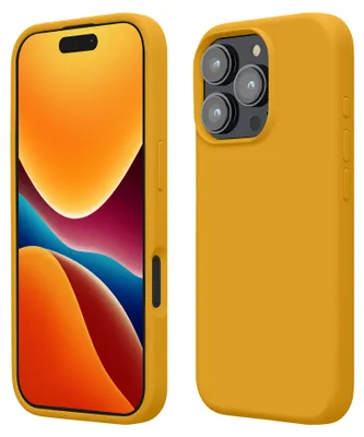 Produktbild von kwmobile Handyhülle für iPhone 16 Pro Hülle, für iPhone 16 Pro Case - Hülle Silikon - kabelloses Laden - Honiggelb